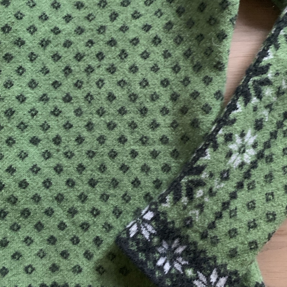 Neve Fair Isle Wool Sweater Womens S Green Black Nordic Knit Double Zip Cardigan - Picture 12 of 13
